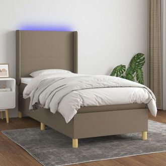 vidaXL Vidaxl - Cama Box Spring Colch&oacute;n Y Luces Led Gris Taupe 80x200 Cm