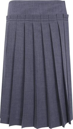 Ami Geplooide wollen midirok - Dames - Rokken - Grijs - Maat: M Wol