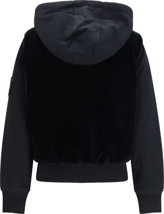 Moose Knuckles Womens Hoodie Rosylyn Bunny Black Cotton Sweatshirts Sweater