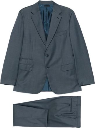 Brioni Single-breasted Pak - Heren - Business pakken - Grijs - XL - Katoen - Kostuums