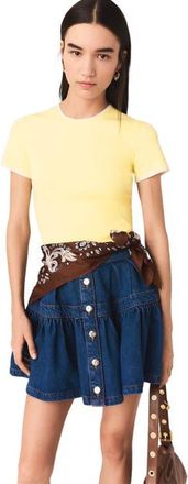 Maje Round back cut-out sweater in Pale Yellow at Nordstrom, Size X-Small