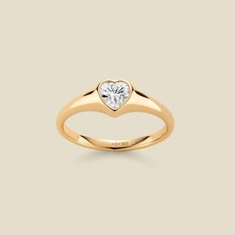 Made by Mary CZ Heart Signet Ring