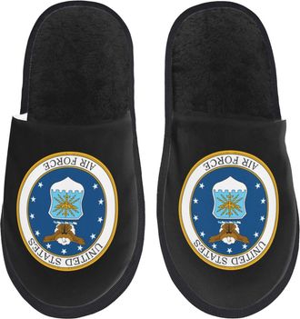 Generic Cosy Fluffy Slipper Mark of the United States Force House Slipper Fluffy Home Slippers for Indoor Guest Hotels L