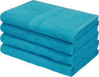 My Home Duschtücher »Vanessa, als Set und Serie erhältlich, 4 Duschtücher, 70x140cm« Handtücher mit Bordüre, 100% Baumwolle, einfarbig, weich