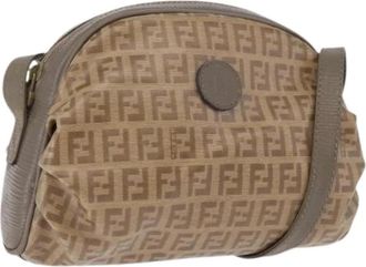Fendi Pre-owned Zucchino Canvas Shoulder Bag - Dames - Vintage Schoudertas - Bruin - ONE Size - Leer - Vintage