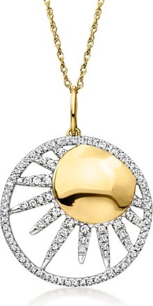 Ross-Simons Diamond Sun Medallion Pendant Necklace in 18kt Gold Over Sterling
