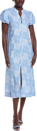Sail to Sable Sail To Sable Puff Sleeve Linen-Blend Midi Dress