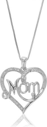 Vir Jewels 1/10 cttw Lab Grown Diamond MOM Pendant Necklace in Sterling Silver with Chain For Women