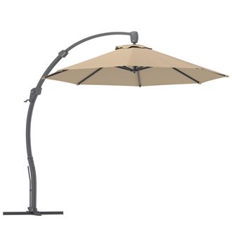 OUTSUNNY 3(m) Garden Cantilever Parasol with Crank Aluminium Frame - Khaki | TJ Hughes