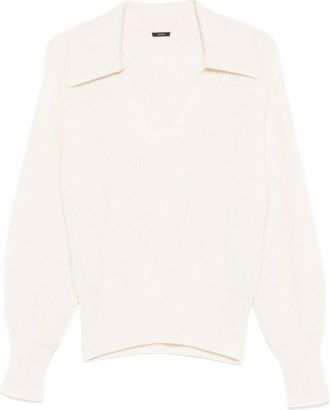 Joseph Open Neck Wool and Cashmere Sweater with Wide Collar