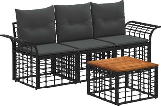 vidaXL Conjunto De Sof&aacute;s De Exterior 4 Uds. Negro Y Gris Oscuro Vidaxl
