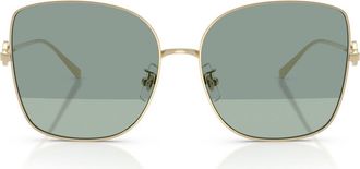 Tory Burch 60mm Oversize Butterfly Sunglasses in Gold /Sharp Tinted Green at Nordstrom