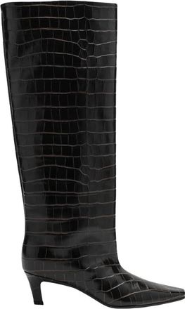 Toteme Croco Embossed Laars met wijde schacht - Dames - Laarzen met Hak - Bruin - 36 EU - Leer - Schoenen