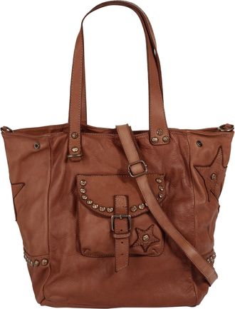 Samantha Look Shopper SAMANTHA LOOK, Damen, Gr. B/H/T: 54cm x 37cm x 22cm onesize, braun (cognac), Leder, Strukturmuster, leicht gl&auml;nzend, Taschen Shopper, echt Led