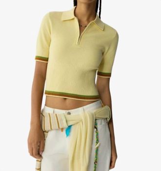 Guest In Residence Marcella Cropped Polo In Mist