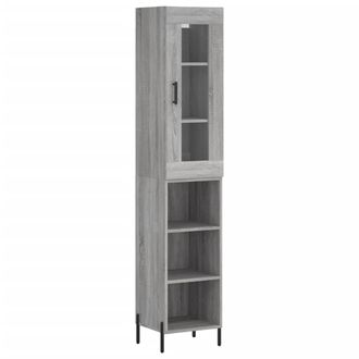 vidaXL Vidaxl - Aparador Alto Madera Contrachapada Gris Sonoma 34,5x34x180 Cm