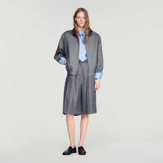 Sandro Karierte Shorts aus Wolle