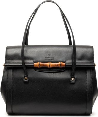 Gucci Black Leather Handbag Tote Bag (Pre-Owned)