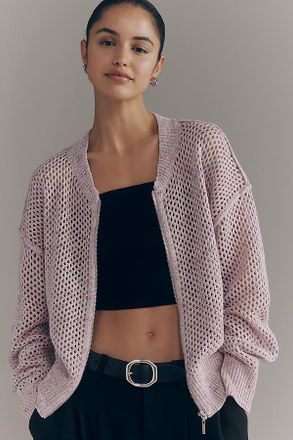 Pilcro Juniper Open-Knit Bomber Cardigan Jacket