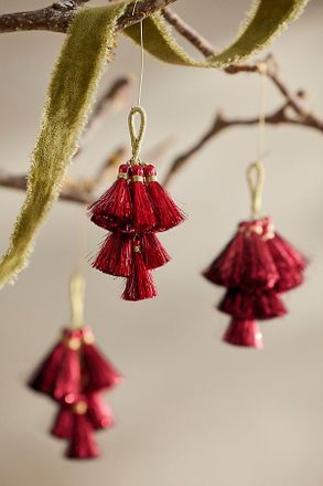 Terrain Mini Tassel Charm Ornaments, Set of 3