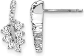 Diamond2Deal 14K White Gold 3/8 ct Lab Grown Diamond Leaf Stud Earrings VS Clarity, G-H Color