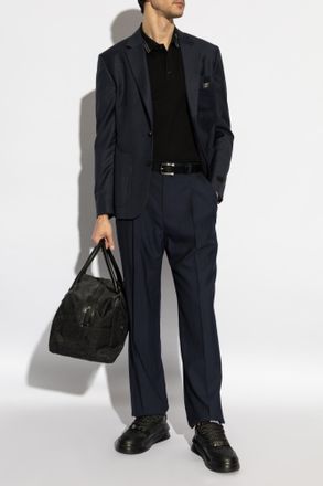 Versace Wool Blazer, Mens, Navy Blue