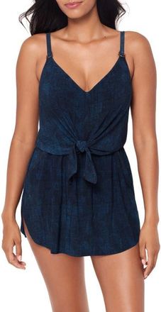 Magic Suit By Miraclesuit Billie Jean Kami Skirted One-Piece Swimsuit in Denim Blue at Nordstrom, Size 14