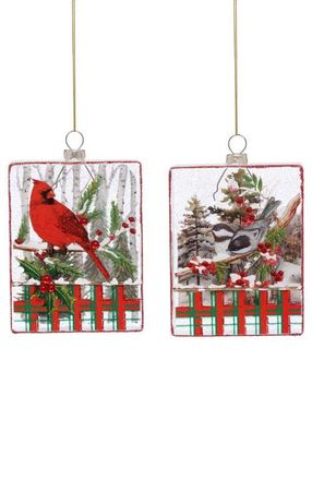 Mark Roberts Cardinal Plaid Rectangle Ornament, Set of 6 in Red at Nordstrom