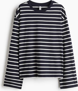 H&M Langarmshirt aus Baumwolle - Blue
