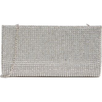 Jessica McClintock Elaine Oversize Rhinestone Embellished Clutch in Silver at Nordstrom Rack