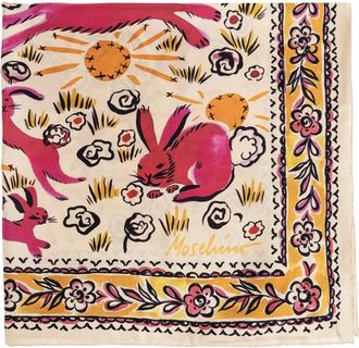 Moschino Silky Scarves, unisex, Multicolor, Size: ONE SIZE Silk Scarf with Print