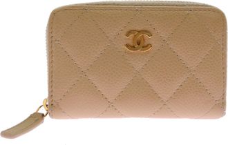 Chanel Beige Grained Calfskin Coin Purse/Coin Case (Pre-Owned)