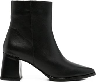 Sergio Moretti Black Leather Pointed Toe Mid-Heel Boots