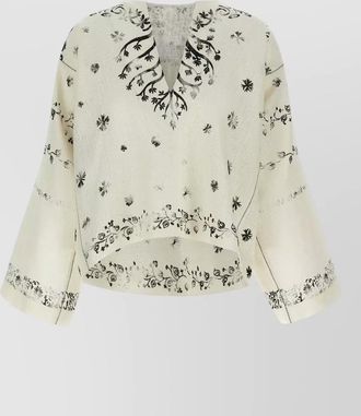 Alberta Ferretti fortuny v neck floral lightweight jacket