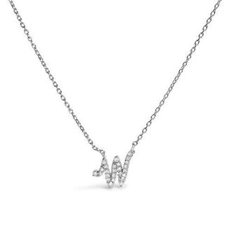 House of Brilliance 10K Gold Diamond Accent A-Z Initial Script Style Pendant Necklace in White | W at Nordstrom