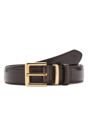 Mango Leather Belt in Chocolate at Nordstrom, Size Medium