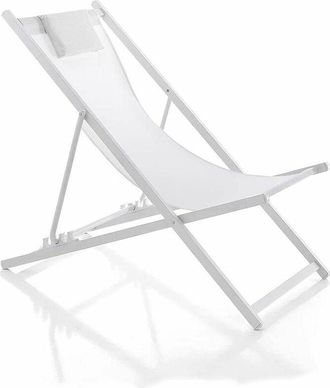 Far Sdraio pieghevole sedia giardino mare spiaggia alluminio 102x58x93 cm bianca 053