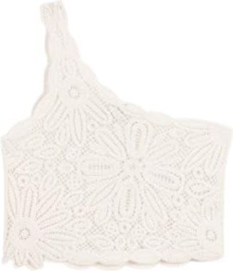 Maje Larkety One-Shoulder Crochet Lace Crop Top in Blanc at Nordstrom Rack, Size 3 (Fits Like 8 Us) / 40 Eu