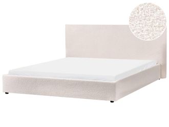 Beliani Cama de agua Boucl&eacute; 180 x 200 cm Blanco crema