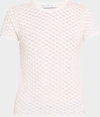 Proenza Schouler Quincy Short-Sleeve Crochet Top