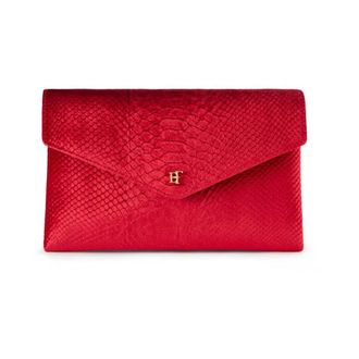 Elisabetta Franchi Tassen, Dames, Rood, ONE Size, Fluwelen Schoudertas met Kroko-print