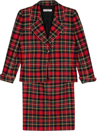 Saint Laurent 1980s tartan check-pattern suit - women - Wool/Acetate - 42 - Red