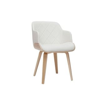 Miliboo Sedia design bianco e legno chiaro lucien