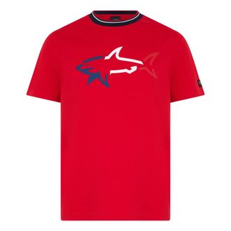 Paul & Shark Paul & Shark, T-Shirts, male, Red, Size: 6XL Short-sleeve T-shirt with stylized logo