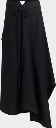Bottega Veneta Asymmetric Cotton Toile Maxi Skirt