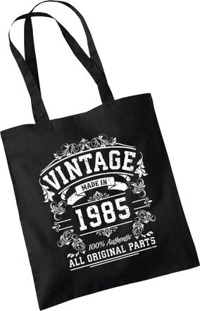 Bang Tidy Clothing 40th Birthday Gifts For Women - Cotton Tote Bag For Her - Funny Original Parts Born In 1985 - Present Bag Gift Wrapping - Black