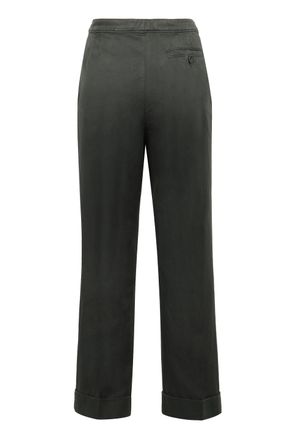 Aspesi Womens Cotton-Linen Trousers Green Straight