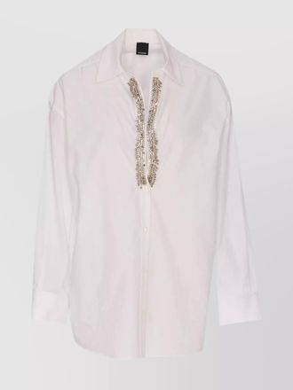 Pinko crystal embellished long sleeve cotton shirt