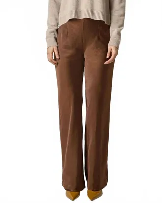 Lilla P Satin Clean Front Pant In Chocolate