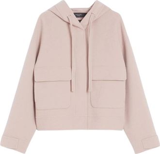 Max Mara Wollen jas met relaxte pasvorm en capuchon - Dames - Zomerjassen - Roze - XS - Wol - Jassen